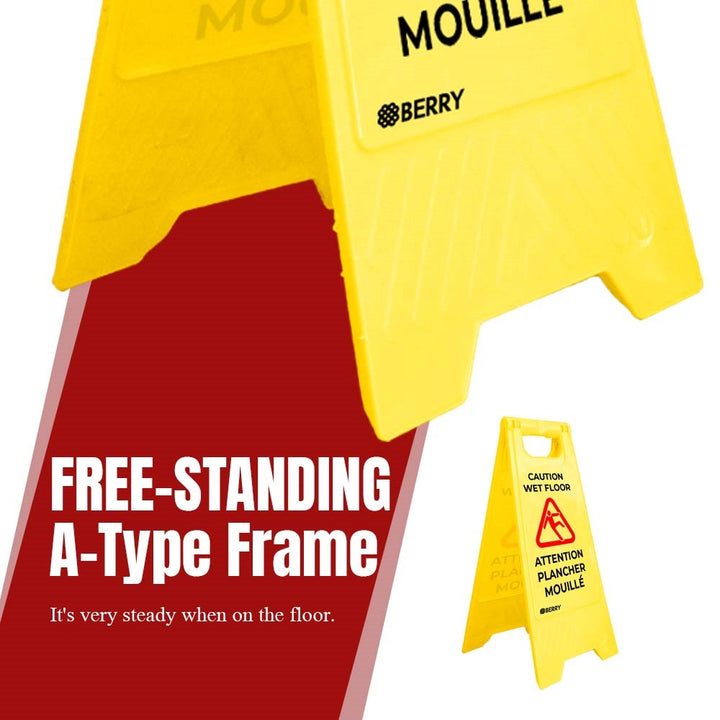Freestanding caution wet floor sign