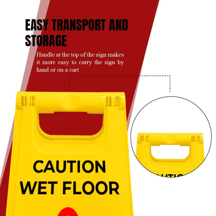 Portable yellow warning sign