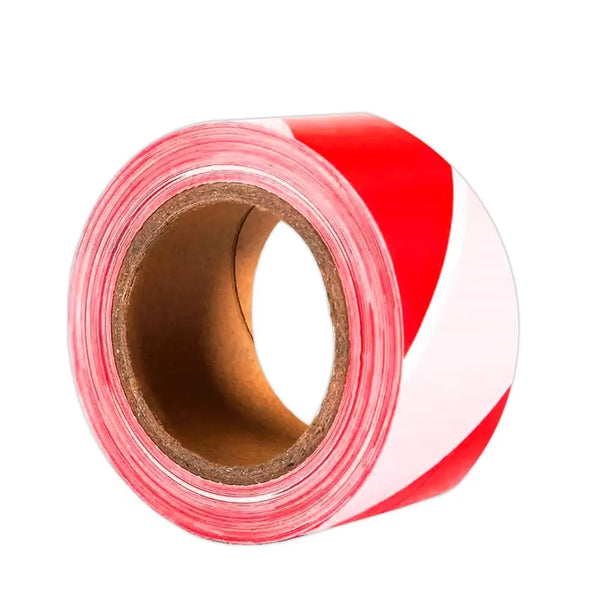 Red and white custom barricade tape

