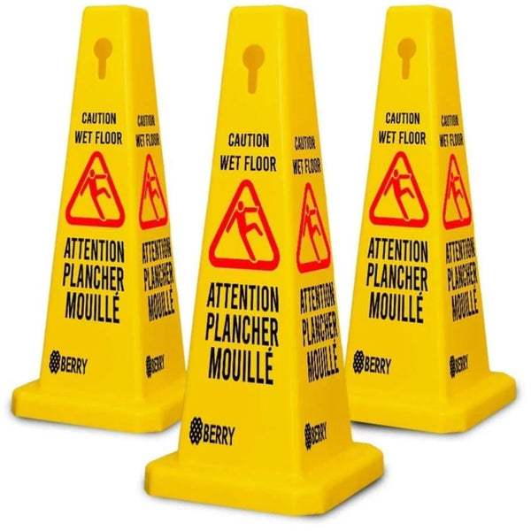 Yellow caution wet floor sign 
