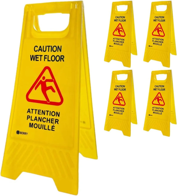 yellow caution wet floor sign 