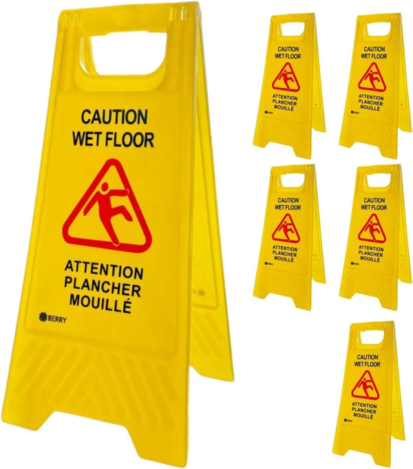 yellow caution wet floor sign