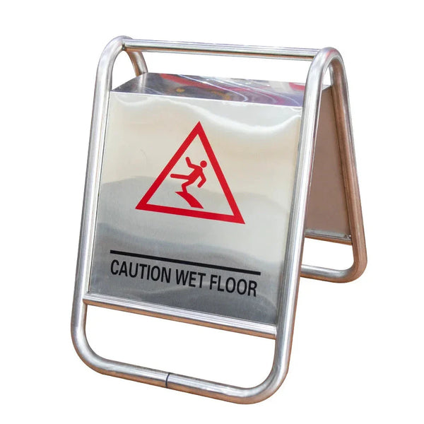 Stainless steel caution wet floor sign 