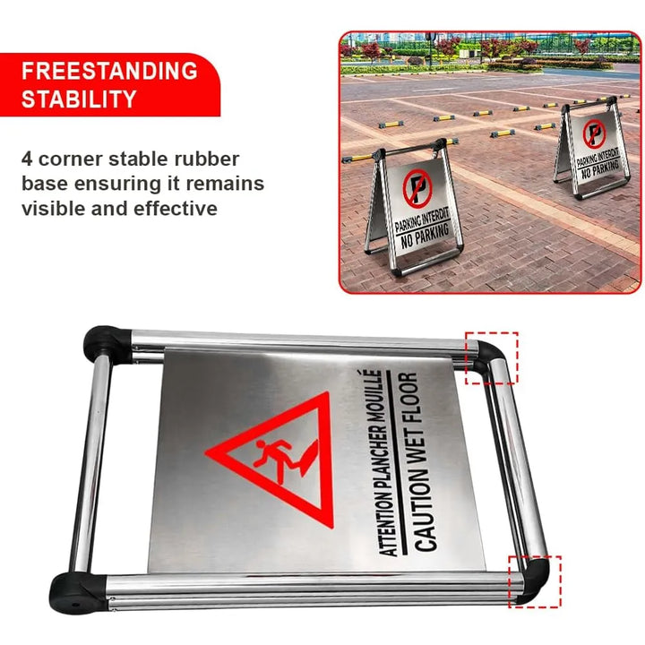Foldable No Parking Sign Stainless