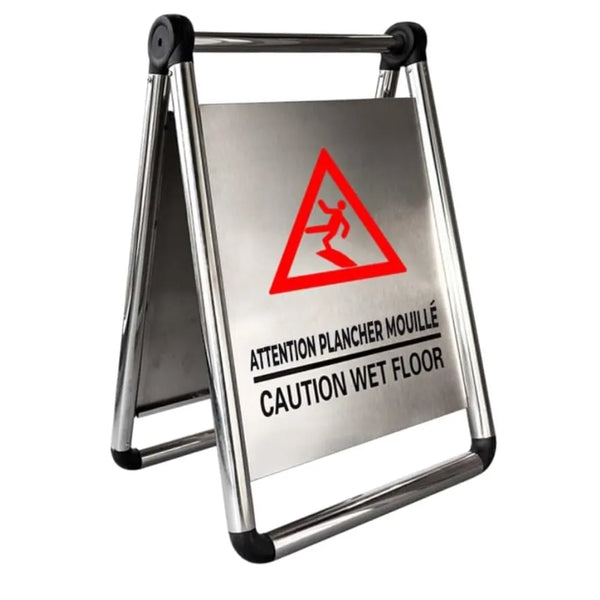 Stainless Steel Wet Floor Warning Sign