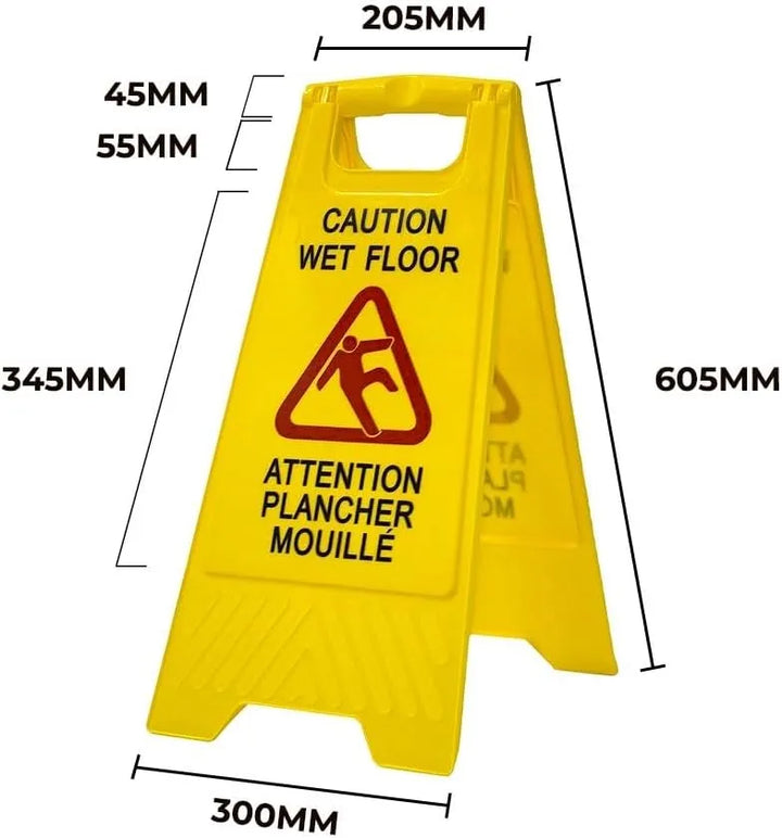 Caution Plastic Wet Floor Bilingual Sign 
